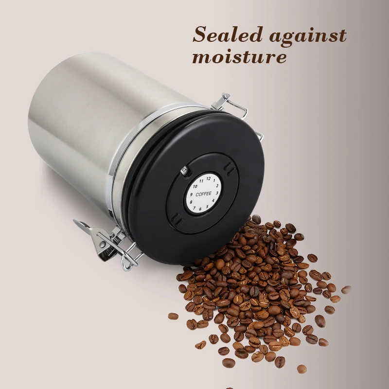 

Coffee Container Stainless Steel Storage Canister Tank Co2 Valve Large Airtight Cans for Tea Beans