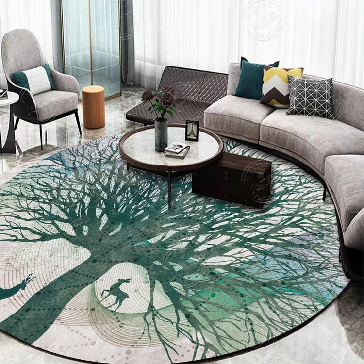 New Design Geometric Round Carpet Abstract Art Modern Printed Bedroom Carpets Floor Mats Rugs Living Room Anti Slip Rugs