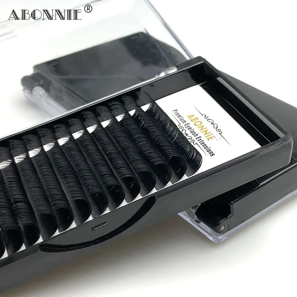 ABONNIE 16lines Premium Mink Individual Lashes Matte Black Volume Eyelash Extension C/D Curl Fake Lashes