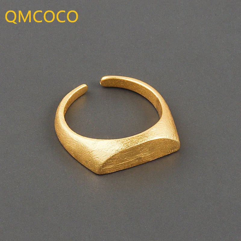 QMCOCO Silver Color Korean INS Style Simple Geometry Versatile Surface Matte Design Open Adjustable Female Ring 2021 New Arrival