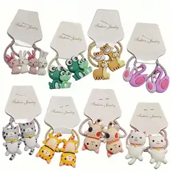 2Pcs New Girls Cute Cartoon Animals Cat Small Scrunchie Rabbit Rubber Bands Ponytail Holder Headband Fashion Hair Accessories