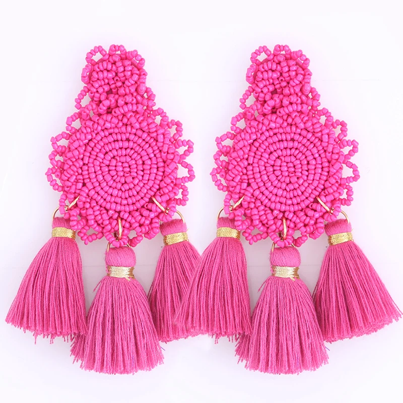 Big Tassel Beads Earrings For Women Bohemian Earrings Big Dangle Drop Earrings 2020 Brincos Female Fashion Jewelry Party Gifts