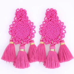 Big Tassel Beads Earrings For Women Bohemian Earrings Big Dangle Drop Earrings 2020 Brincos Female Fashion Jewelry Party Gifts