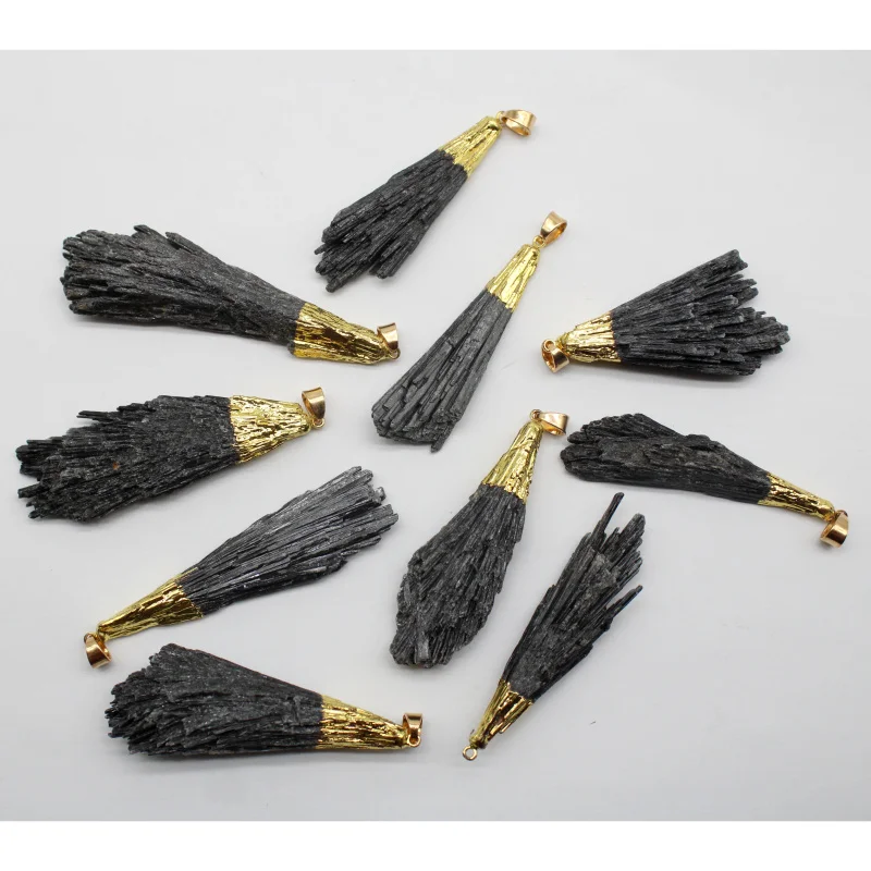 wholesale natural black tourmaline repair ore can be used charm pendant for diy jewelry making necklace Accessories 5pcs/lot