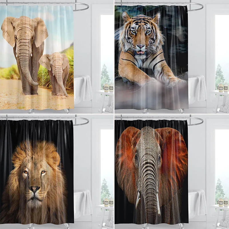 Animal Series Shower Curtain Bath Curtains Bathroom for Bathtub Bathing Cover Extra Large Wide Hooks Cortinas De Baño