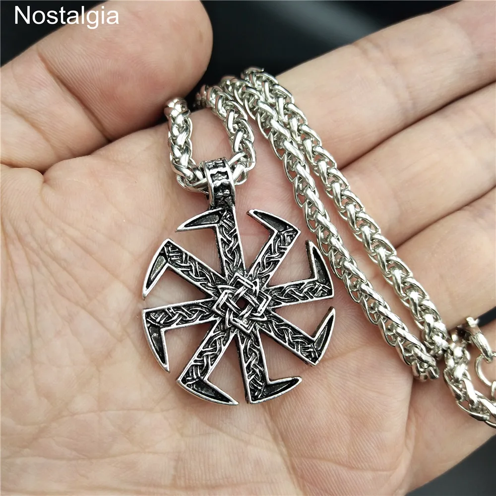 Slavic Kolovrat Amulet Pendant Pagan Sunfiower Talisman Norse Jewelry Necklace & Pendants Slavic Symbol Necklace Freeship