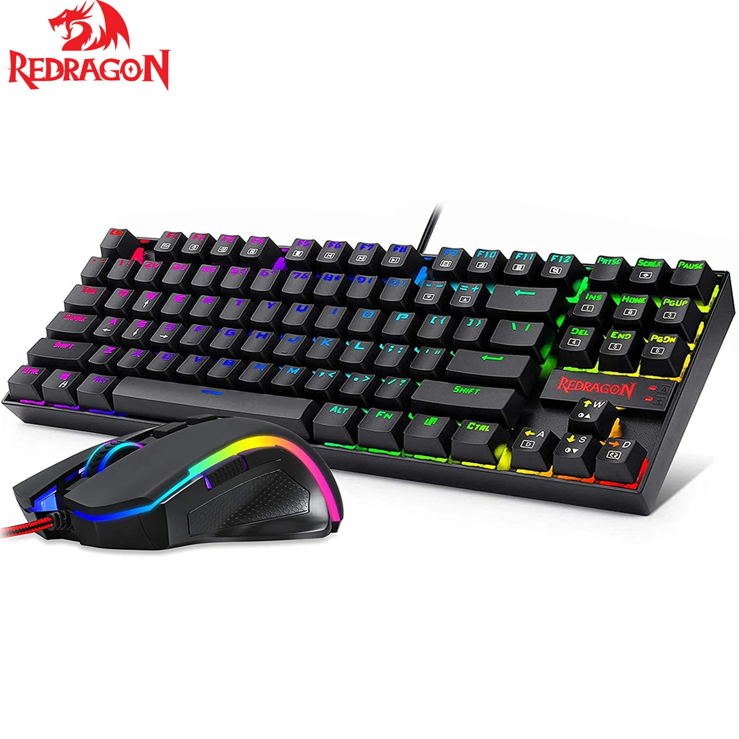 

Redragon Keyboard Mouse Set K552-RGB-BA Mechanical Gaming Keyboard and Mouse Combo Wired RGB LED 60% for Windows PC Gamers