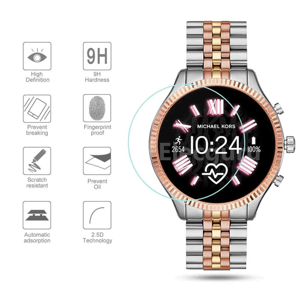 Vetro temperato per Michael Kors di Accesso Lexington 2 Protezione Dello Schermo 9H 2.5D Trasparente A Prova di Graffio Bolla di Vetro film, 3 Pack