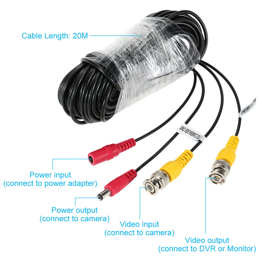 65ft 20M CCTV 케이블 BNC 비디오 케이블 전원 20M 감시 카메라 DVR 시스템 키트 CCTV 액세서리, 감시 카메라 액세서리