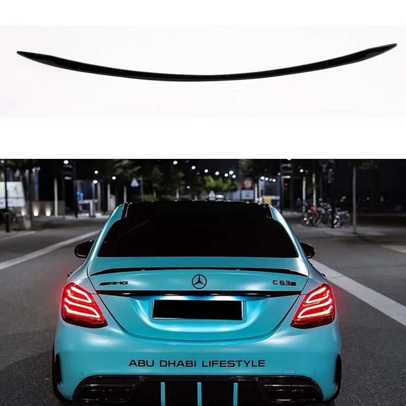 For Mercedes W205 Carbon Spoiler 4-Door Sedan C63 style C180 C200 C250 C260 Carbon Fiber Rear Trunk Spoiler With Red Line 2014+