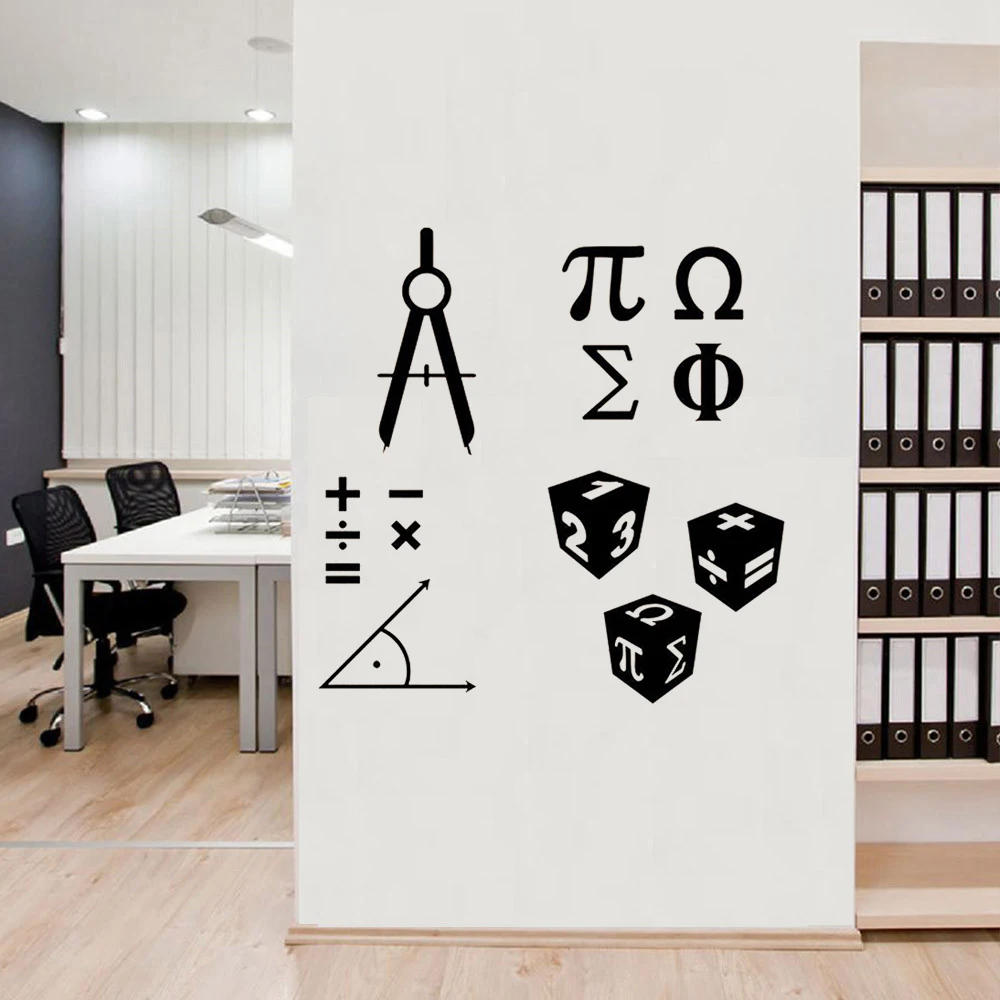 Mathematics Symbols Sign Wall Stickers Math Classroom School Decoration Mathematics Science Vinyl Wall Decal Murals