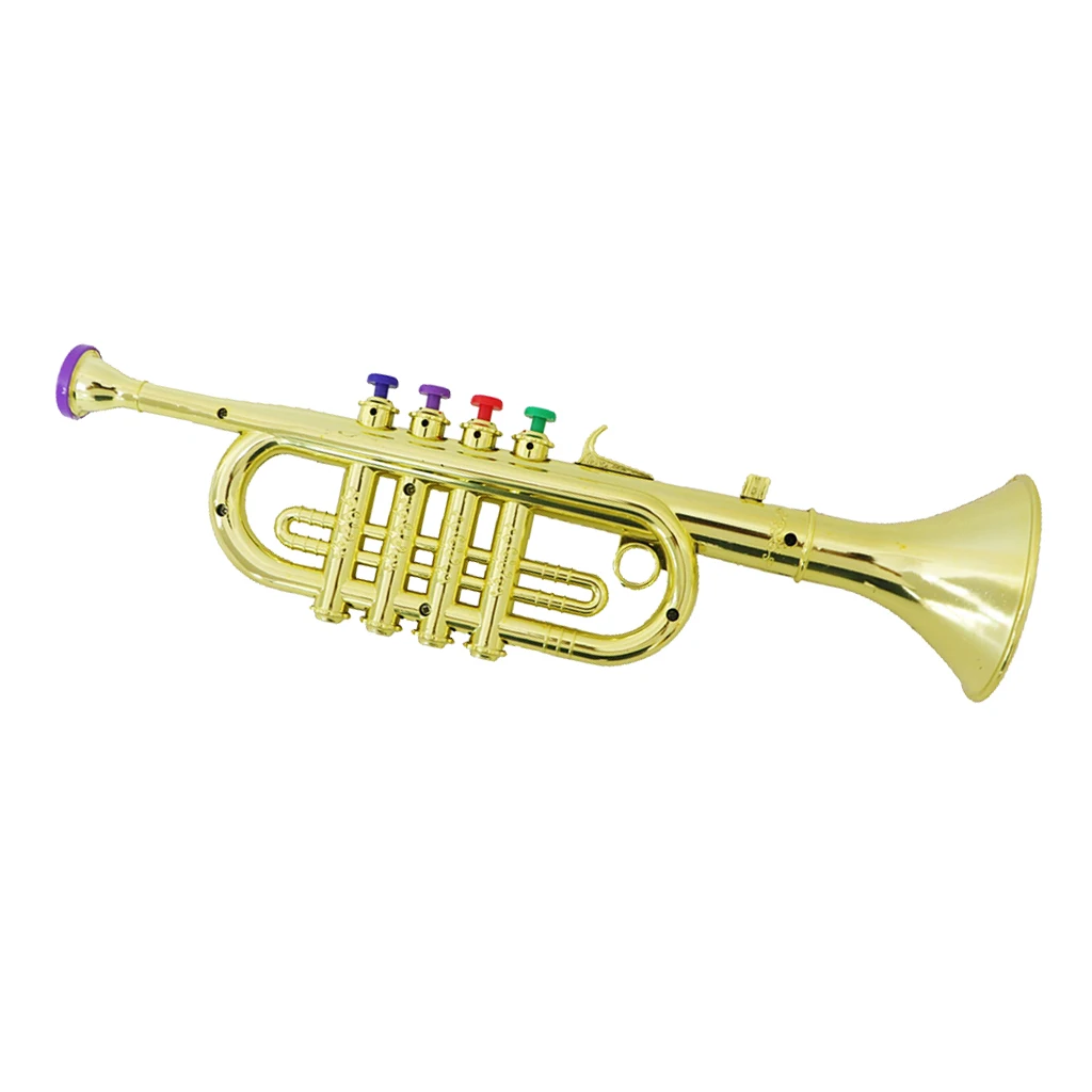 Kids Plastic Trumpet with 3 Colored Keys for Early Developmental Music Education Toy