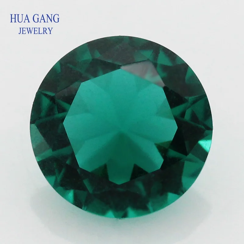 Synthetic Glass Malachite Green Size 2.5-12mm Color  Round Shape Machine Cut Loose Glass Stone Synthetic Gems For Jewlry