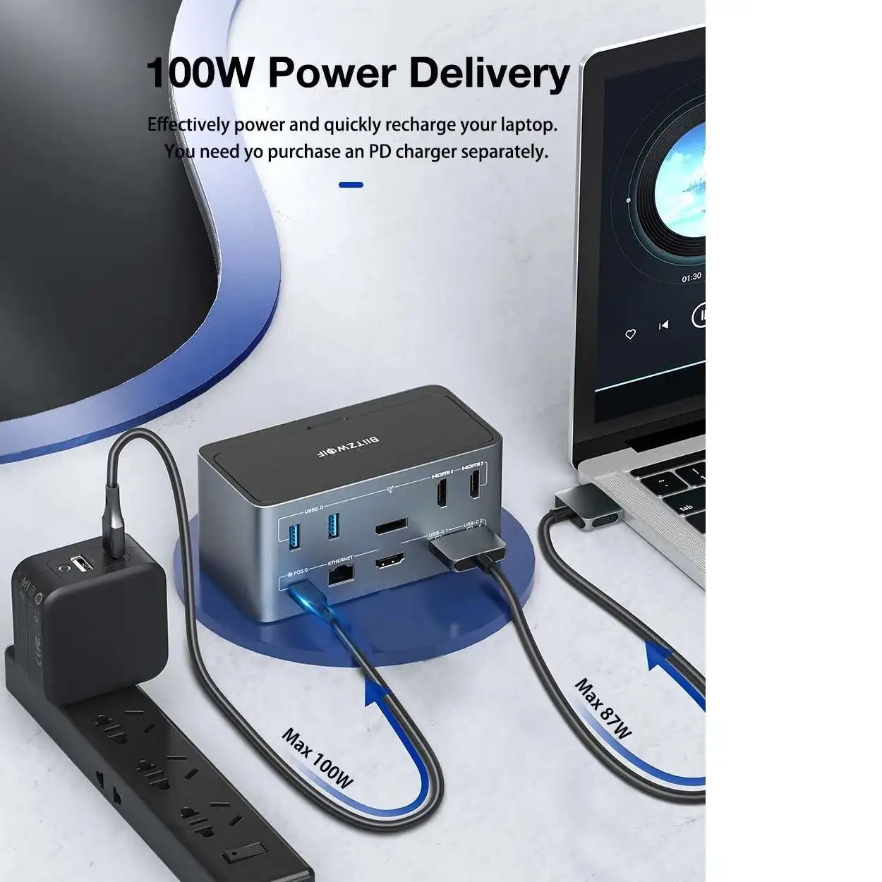 BlitzWolf BW-TH13 18-in-1 Docking Station USB C accessori per Laptop PC accessori per Computer Extensor Hub USB tipo-c Slot SD/TF