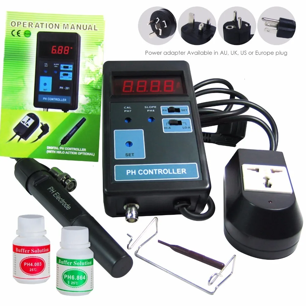 Display LCD digitale PH CO2 Controller Meter acquario Fish Tank 0.00 ~ 14.00PH Range + presa commutata 110V / 220V