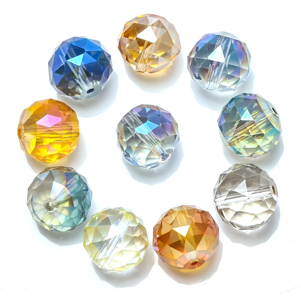 10 Stück Lampwork Glas runde Kugel 16mm Kristall facettierte Perlen Dreieck geschnitten für DIY Herstellung Schmuck Zubehör & Frauen Armbänder