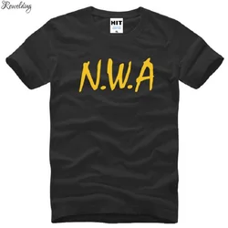 夏のスタイルn.w.a。メンズ半袖Tシャツ,コットン,レタリング付き,ヒップホップ