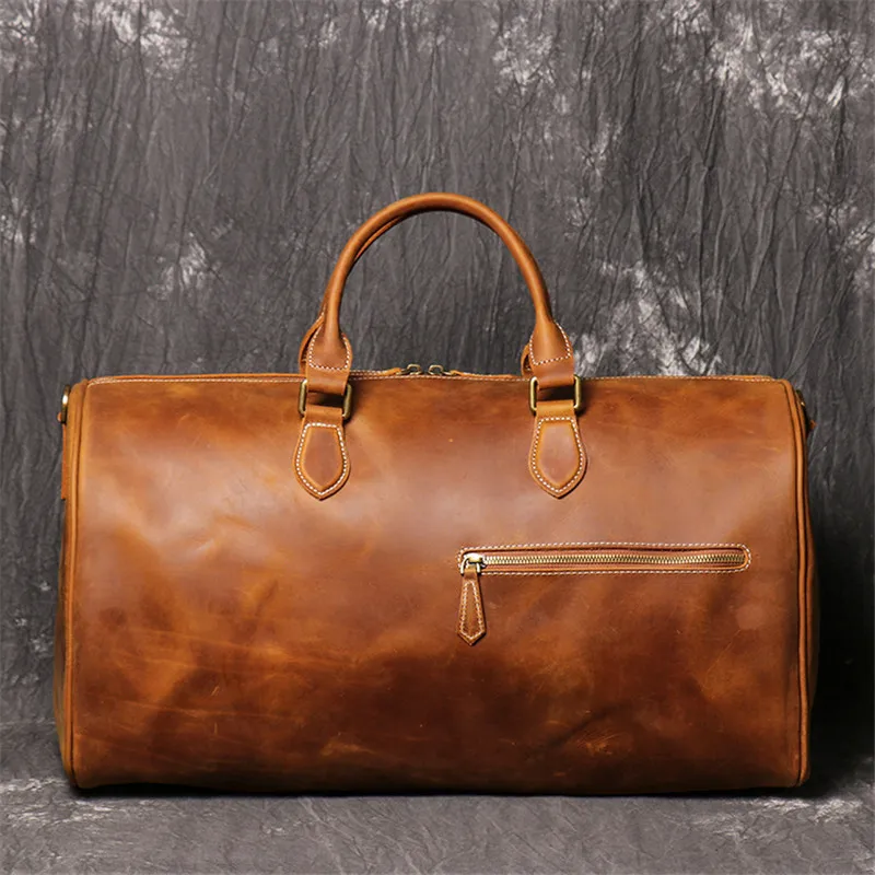 Nesitu Highend Vintage Brown Black Large Big Genuine Crazy Horse Leather Business Men Travel Bag Male Handbag Duffle Bag M1018