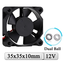 1Pcs Gdstime DC 12V Fan 35x35x10mm Dual Ball 35mm Mini Axial 3D Printer Cooler 35x10mm 3.5cm Laptop Micro Brushless Cooling Fan