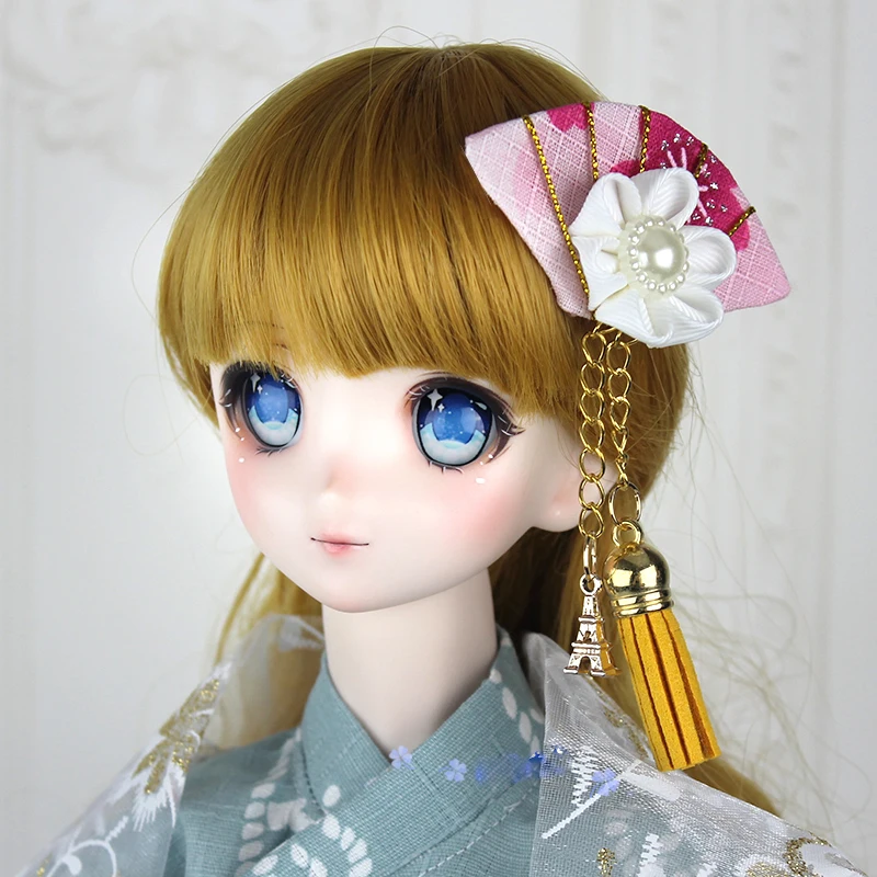 

Japanese Kimono Headdress For BJD Doll Lovely Fan Flower Design Doll Accessories Tassel Style Headwear For 1/4 1/3 Doll ToyZL976