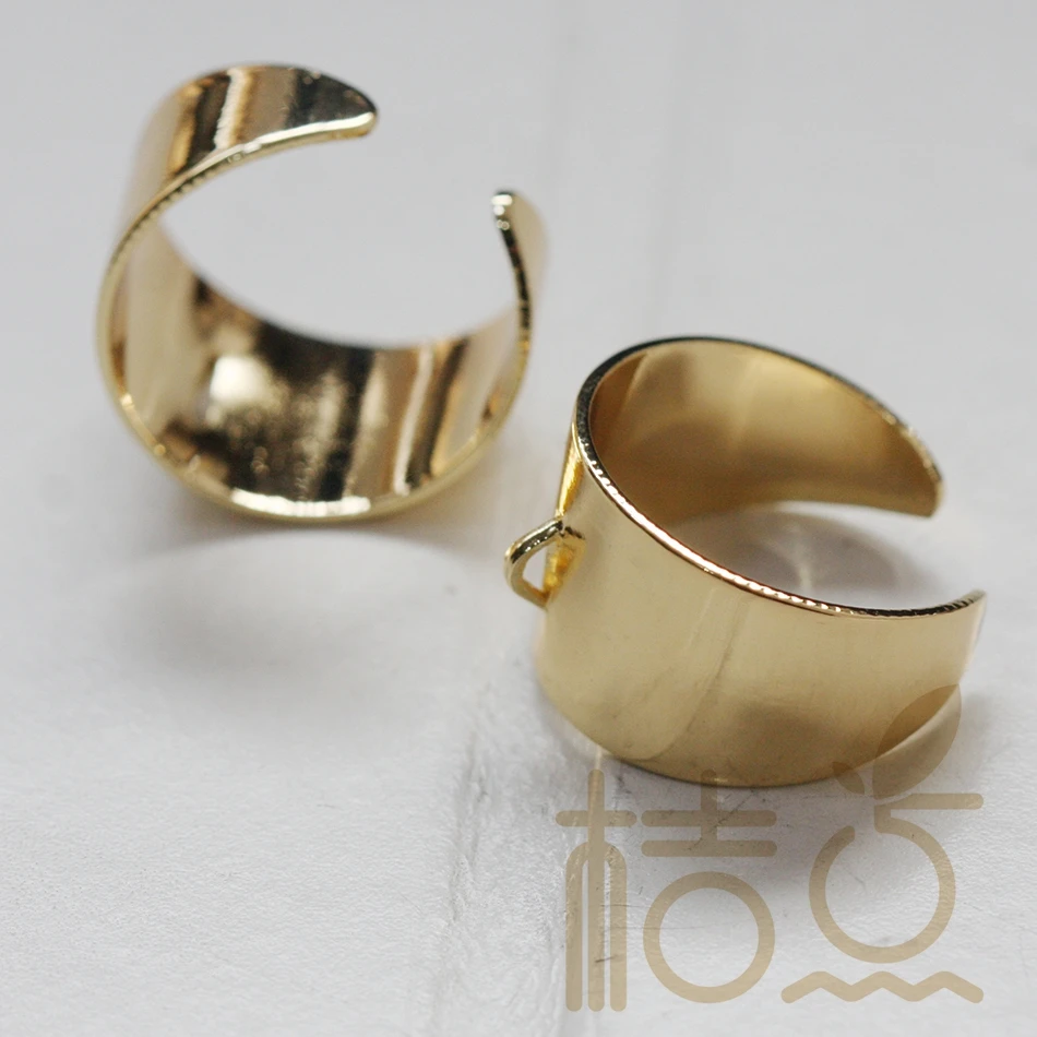 Solid Brass Bling Ring Base - Finger Ring - Adjustable - Open End - 21x20mm (3767C)