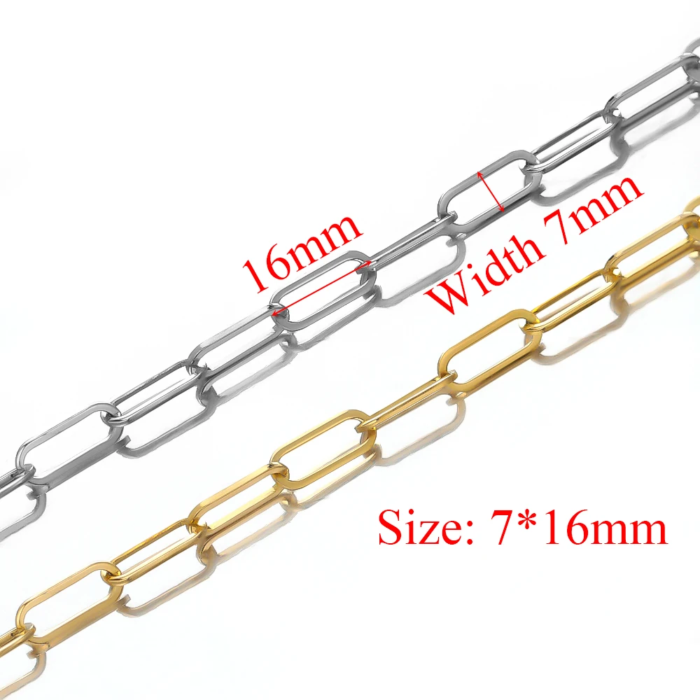 1 Meter  Stainless Steel Big Oval Flat Link Cross Chains Bulk DIY Gifts Jewelry Making Necklaces Bracelets Anklets Findings