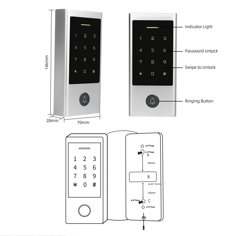 Joytimer Tuya fingerprint access control standalone smart access control system  IP66 Waterproof WG 26 Output DC12V Door Lock