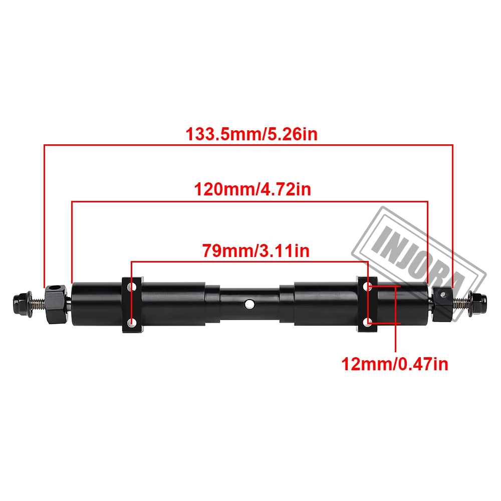 INJORA Metal RC samochód niezasilany tylna oś 133.5mm/155mm/182mm dla 1:14 Tamiya przyczepa do ciągnika 1/10 RC samochodów DIY części