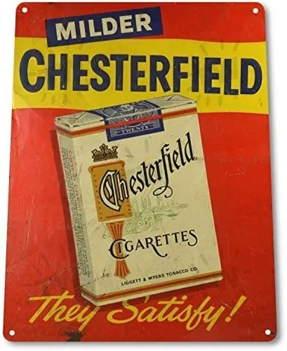 Srongmao chesterfield- smoking cigarettes, vintage men's wall decoration, cave metal can logo, 8X12 in