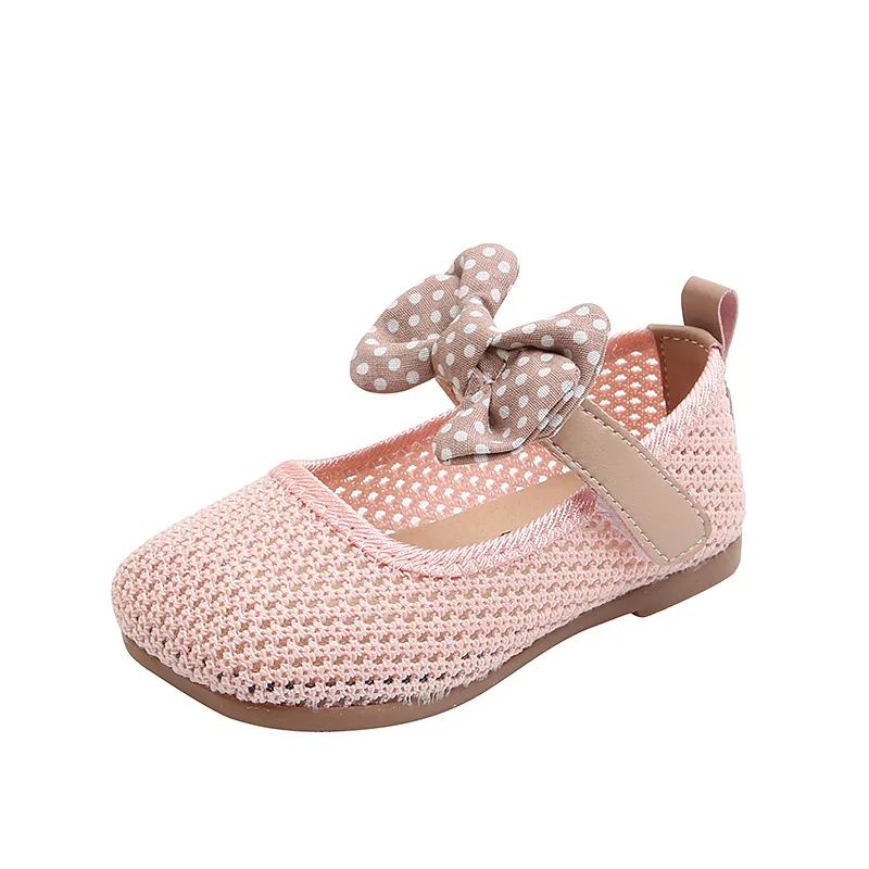 1 2 3 4 5 6 Year Kids Fashion Breathable Mesh Shoes For Children\'S Sports Shoes For Girls Hollow Bow Princess Spring Summer Shoe