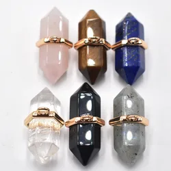 Natural crystal quartz pillar shape point Chakra charms pendants for jewelry making Wholesale 6pcs/lot free shipping