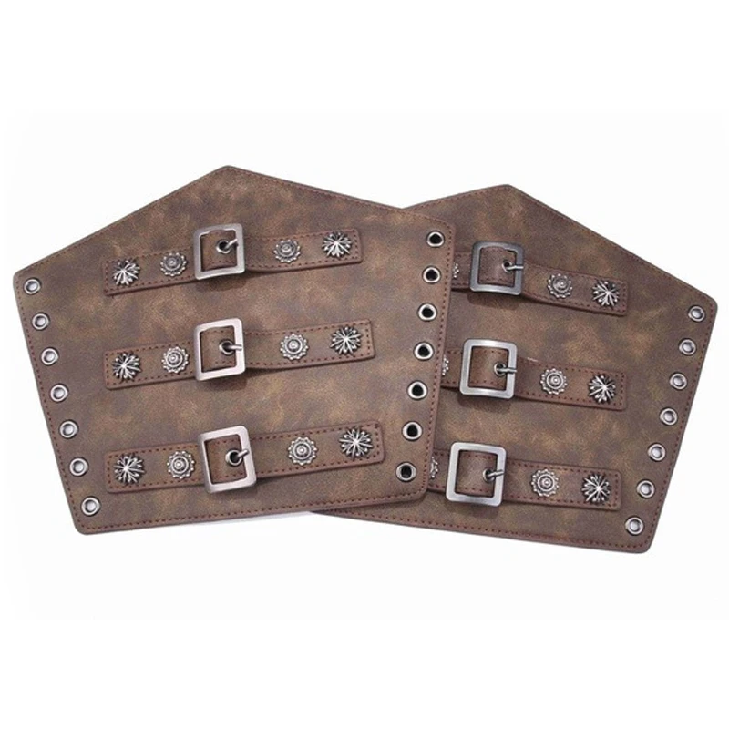 2pc Medieval Armor Handschuhe Breite Manschetten Armbänder Männer Steampunk Krieger Gauntlet Renaissance Ritter Templer Retro Leder Armband