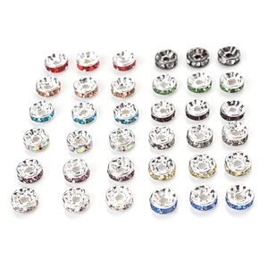 50/100pcs Beads espaciadores de diamantes de imitación Mezcla de color checo espaciadores de metal de cristal para joyas que hacen aretes de bricolaje Accesorios de pulseras 8 mejores encantos de cristal de ventas para joyas - №4