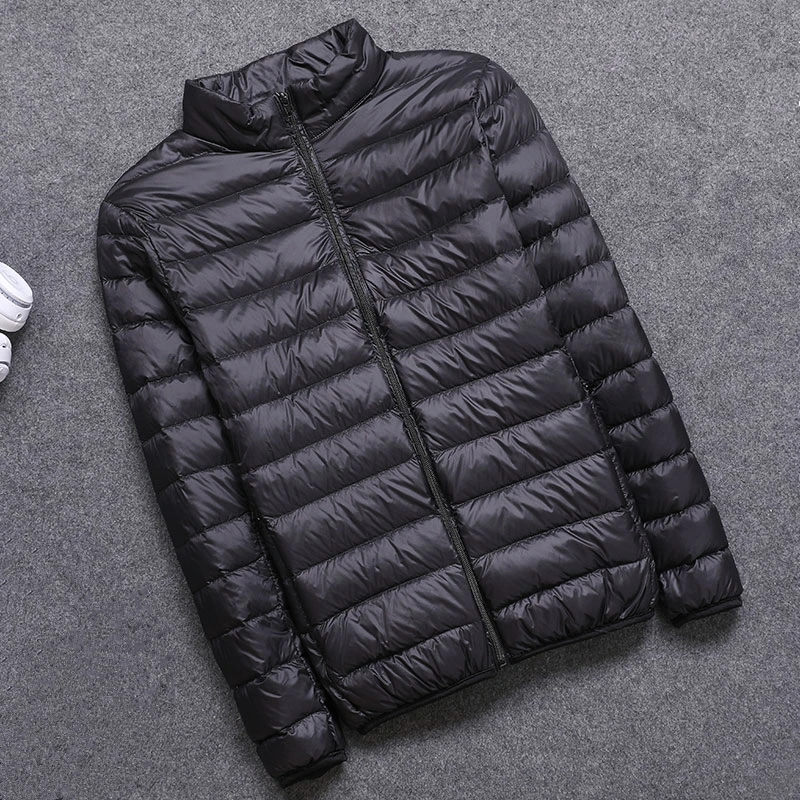 Ultra-light Thin Down Jacket Men's 2024 New Autumn Winter Slim Short Hooded Warm White Duck Down Coat Plus Size Casual Outerwear