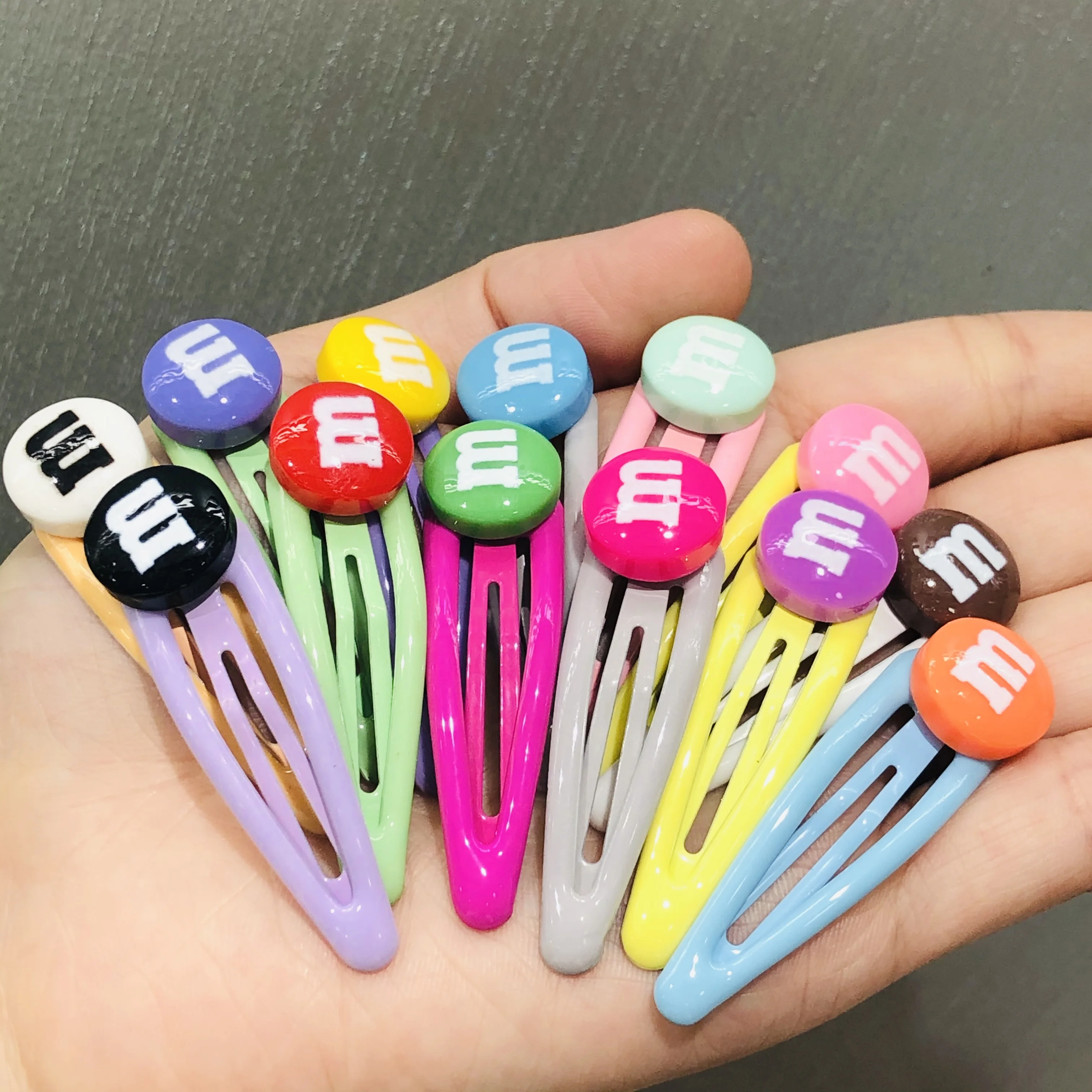 13Pcs Colorful MM Chocolate Beans Hairpins For BB Girls Headwear Sweet Hair Clips Barrettes Kids Women Fashion Hair Accessories