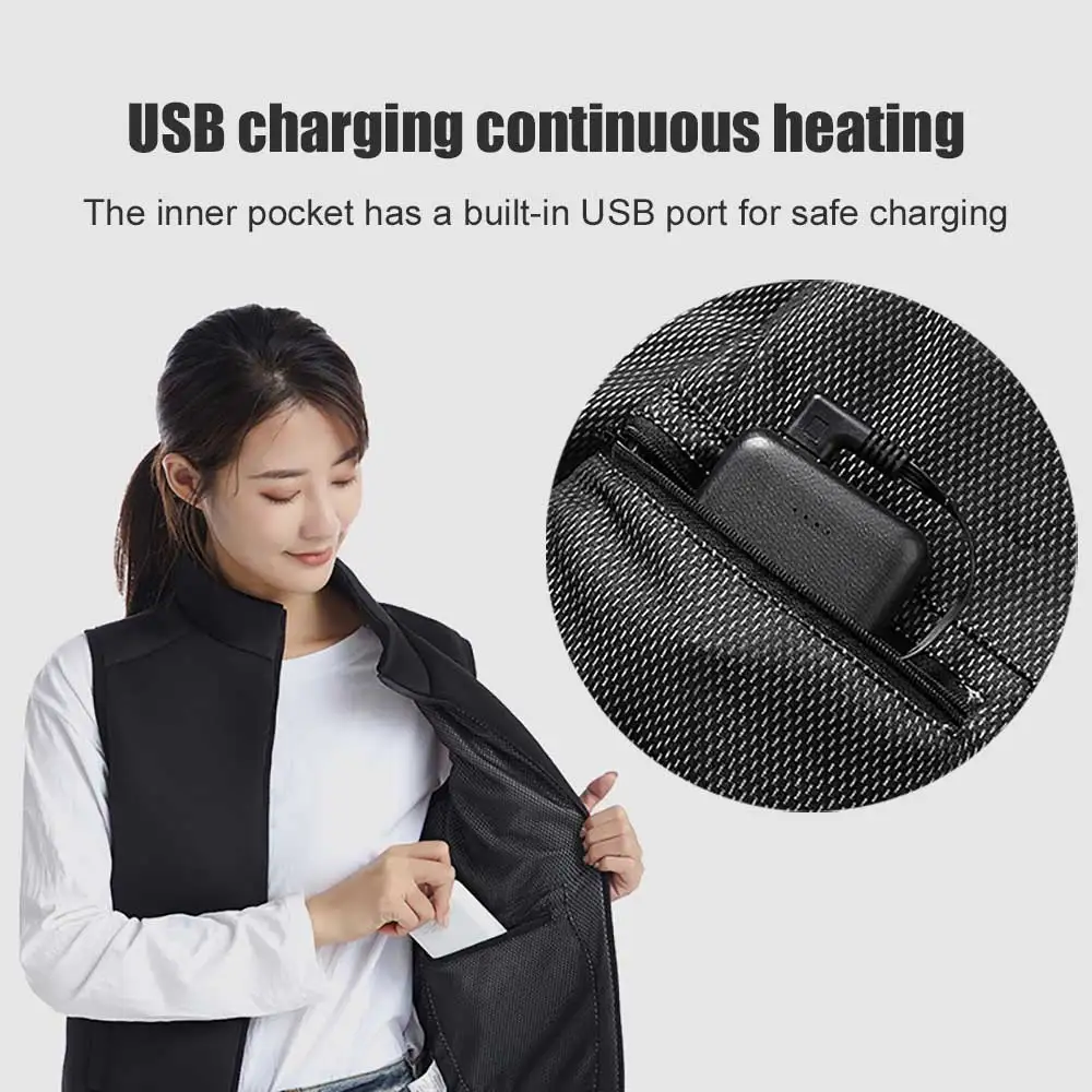 11 Areas Heated Jacket USB Men\'s Women\'s Winter Outdoor Electric Heating Jackets Warm Sports Thermal Coat Clothing Heatable Vest