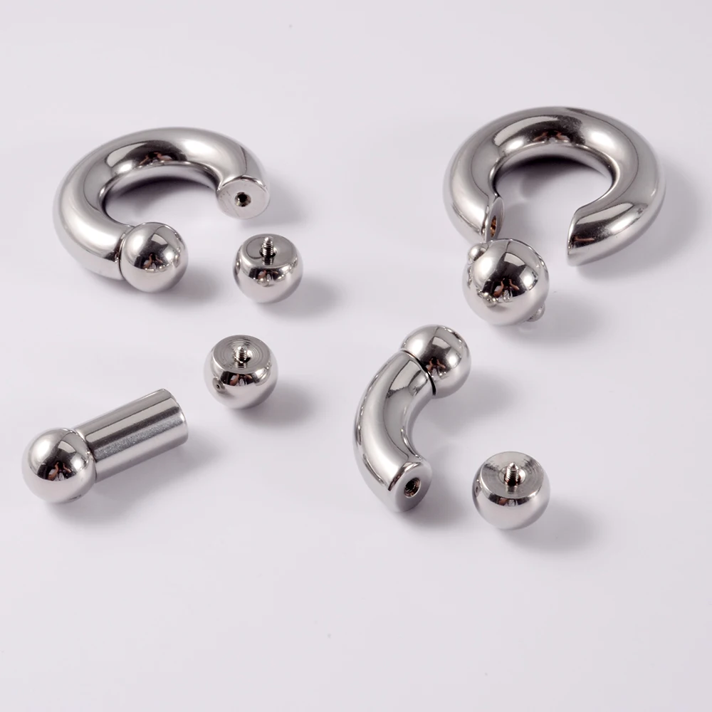 1PC Stainless Steel Large Size Straight Barbell Internal Threaded Big Gauge Horseshoe Rings Captive Bead Ring Earring Piercing