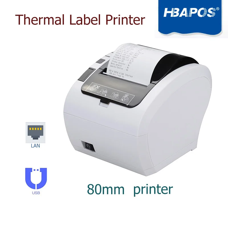 

80mm Thermal Receipt Printer Restaurant Kitchen Printer with Auto Cutter Support Cash Drawer USB/Serial/LAN Receipts Printer