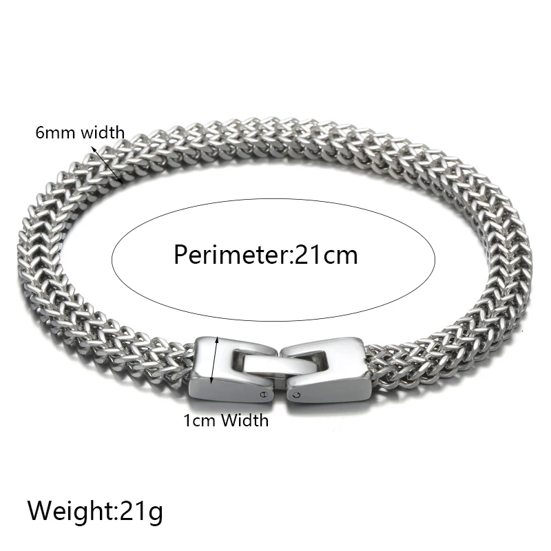 Vintage Cool Stainless Steel Chain Bracelets Bangle for Men Steel Punk Antique Cubic Foxtail Chain Bangle Jewelry Male Pulseira