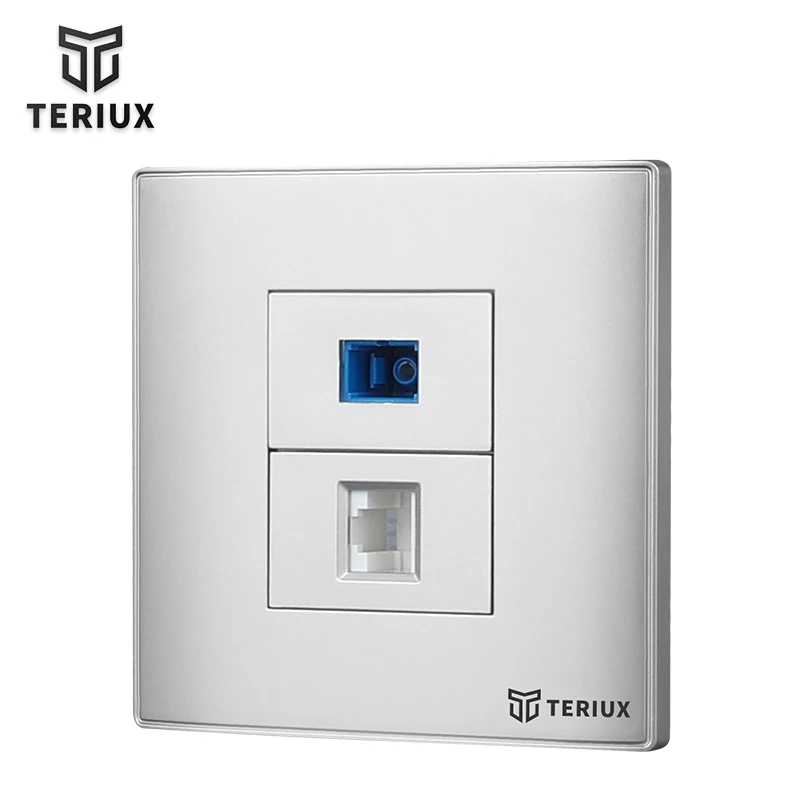 Teriux 86 type twin outlet Wall socket universal fiber optic network built-in socket electrical outlet