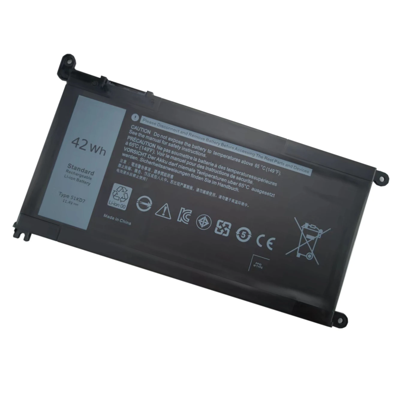 51KD7 Laptop Battery For Dell Chromebook 11 3180 3189,3100 3181 5190 2-in-1 Series FY8XM Y07HK 051KD7 42Wh 11.4V