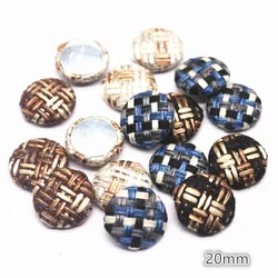 20 pz 20mm tessuto Tweed bottoni rotondi Flatback Cabochon fai da te mestiere/fermaglio per capelli decorazione della casa accessori Scrapbooking