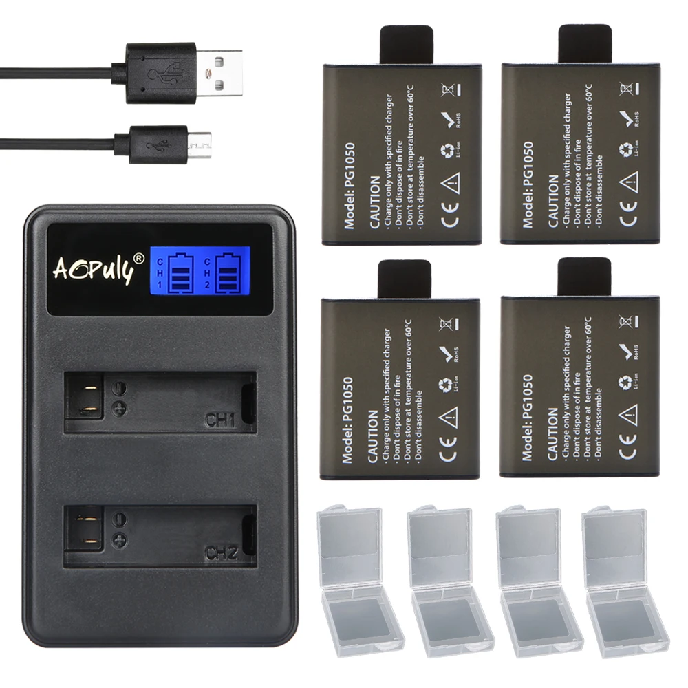 ホット 4pc SJCAM PG1050 バッテリー + Bateria sj 4000 sj 5000 sj 6000 デュアル USB 充電器 SJCAM sj4000 sj5000 sj6000 sj7000 M10 カメラ