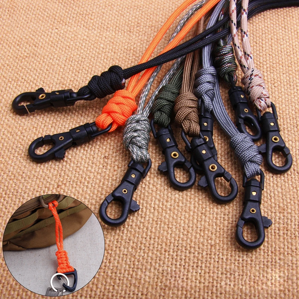 New Self-Defense High Strength Parachute Cord Paracord Keychain Key Ring Lanyard Triangle Buckle