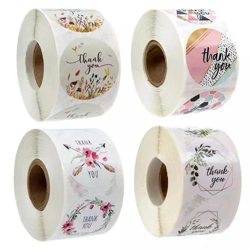 500Pcs/Roll  Thank You Stickers Gold Craft White Handmade Sticker Circle Thank You Stickers for Business Gift Sealing Labels image 6