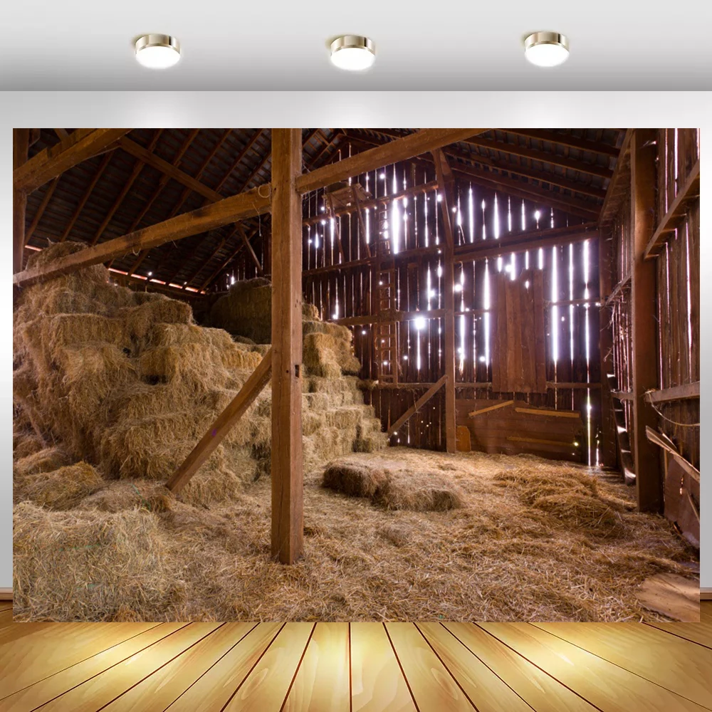 Mùa Thu Bằng Gỗ Cũ Kho Nông Thôn Nông Trại Đống Cỏ Khô Gỗ Bánh Xe Đảng Bé Chân Dung Photocall Ảnh Nền Nhiếp Ảnh Backdrop