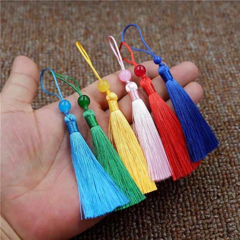 7CM Tassel Ear Retro Fan Pendant New Chinese Style Bead Pendant Material Hanging Jewelry Bookmark Pendant