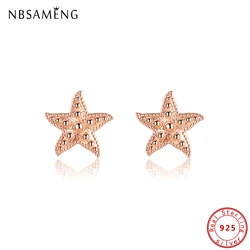 원래 100% 925 스털링 실버 스터드 귀걸이 로즈 골드 불가사리 Earings 여성을위한 파인 쥬얼리 결혼 선물