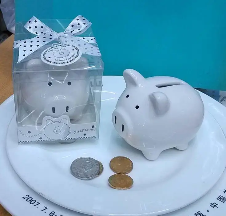 

Wholesale Event Party Supplies 100pcs/lot Ceramic Mini Piggy Banks Coin Box in Gift Box Piggy Bank Kids SN332