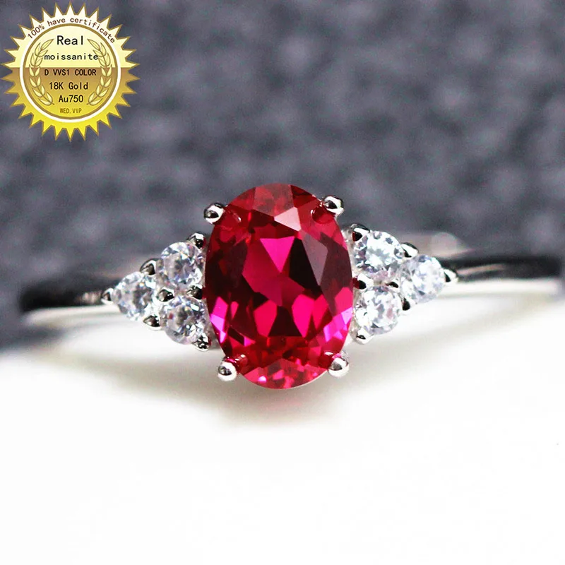 

10K Gold ring Lab Created 2ct Ruby and Moissanite Diamond Ring With national certificate Ru-018